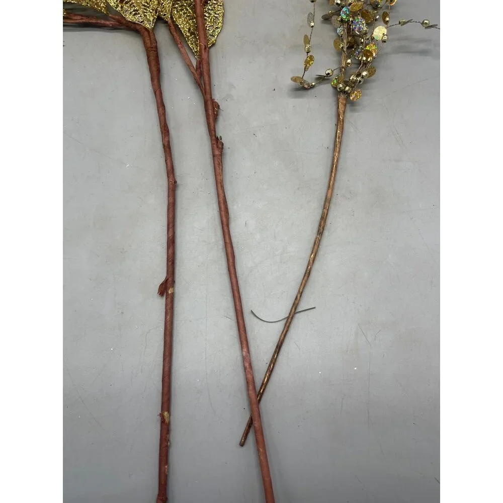 Christmas decor set of 3 gold embellished bling shine artificial branches READ